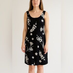 🖤 Laura Ashley Black & White Floral Sleeveless Dress • Made in the U.K. • Size 6